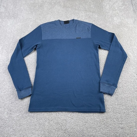 Oakley Shirt‎ Mens Large Blue Thermal Waffle Knit Long Sleeve Crew Neck Pullover - Picture 1 of 9